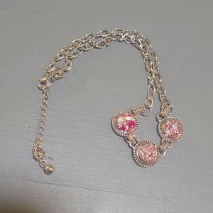 Ginger Snaps Silver Necklace Pink Snaps